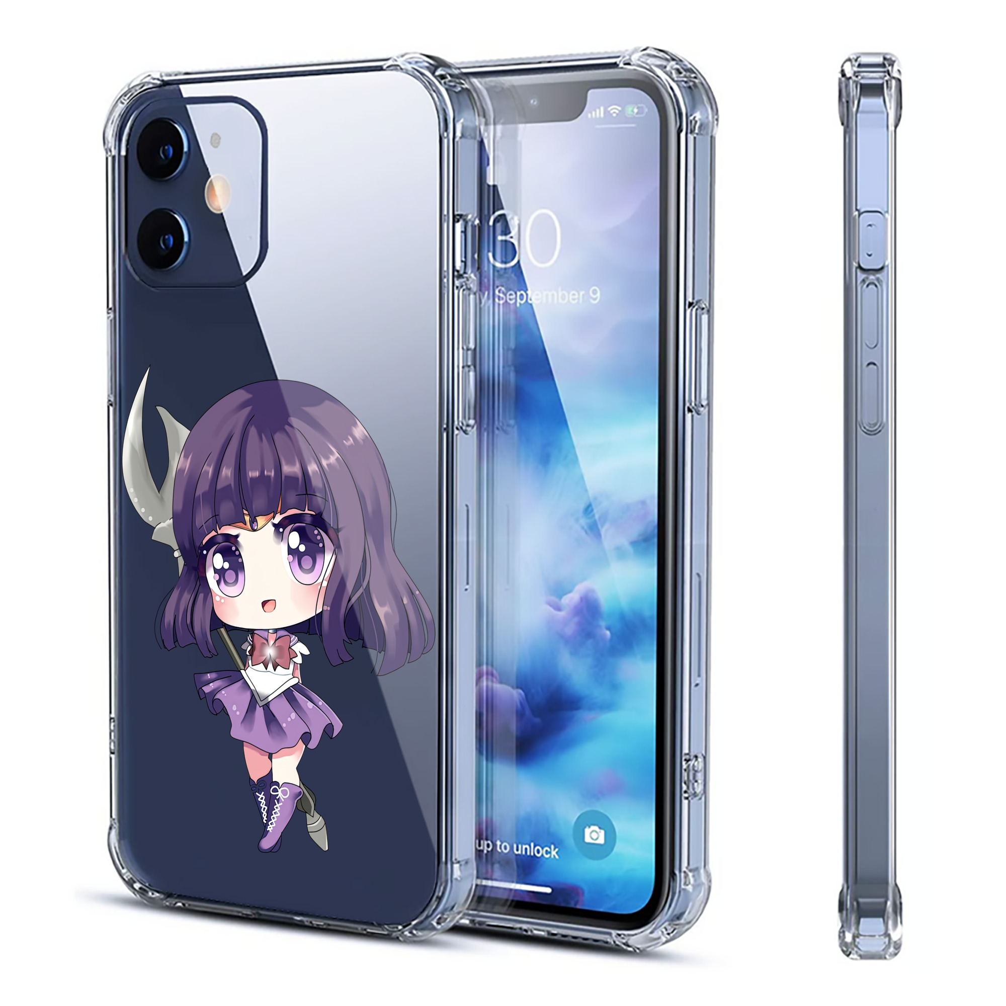 （画像用） 美少女戦士セーラームーン 土萠ほたる Sailor Moon Tomoe Hotaru （セーラーサターン；Sailor Saturn） 【iPhone 12シリーズ対応】透明スマホケース（クリアソフトケース）